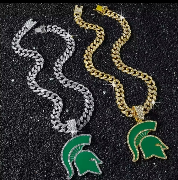 Michigan State Spartans Iced Out Style Chain Necklace 20